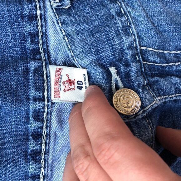 RARE True Religion Jeans Size 40 STRAIGHT FLAP T Blue - Picture 9 of 9